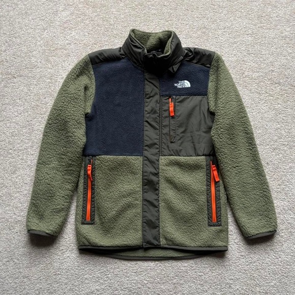 The North Face Other - The North Face Kids Fleece Jacket Khaki Green Sherpa Zip Up Boys Medium 10-12